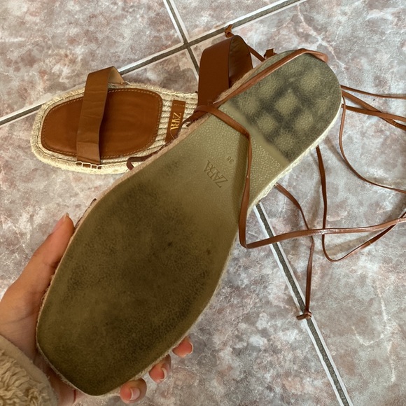 Zara gladiator lace up string leather sandals tie up - Picture 3 of 3